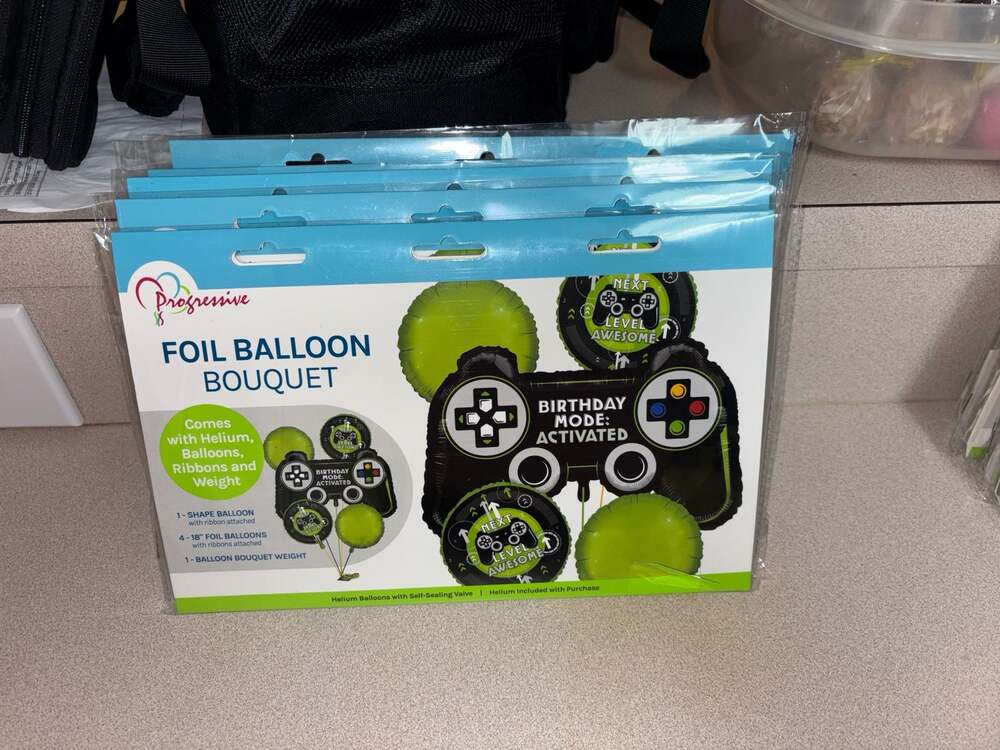 Video Game Birthday Mode Activated Foil Balloon Bouquet 5-Piece Set